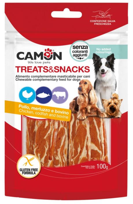 Chicken, codfish and rawhide jerky
