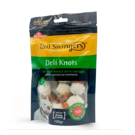 Tail swingers chew knots with chicken
